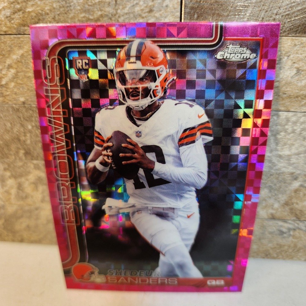 2024 Topps Chrome Shedeur Sanders Pink X-Fractor Rookie Card #315 Browns QB RC